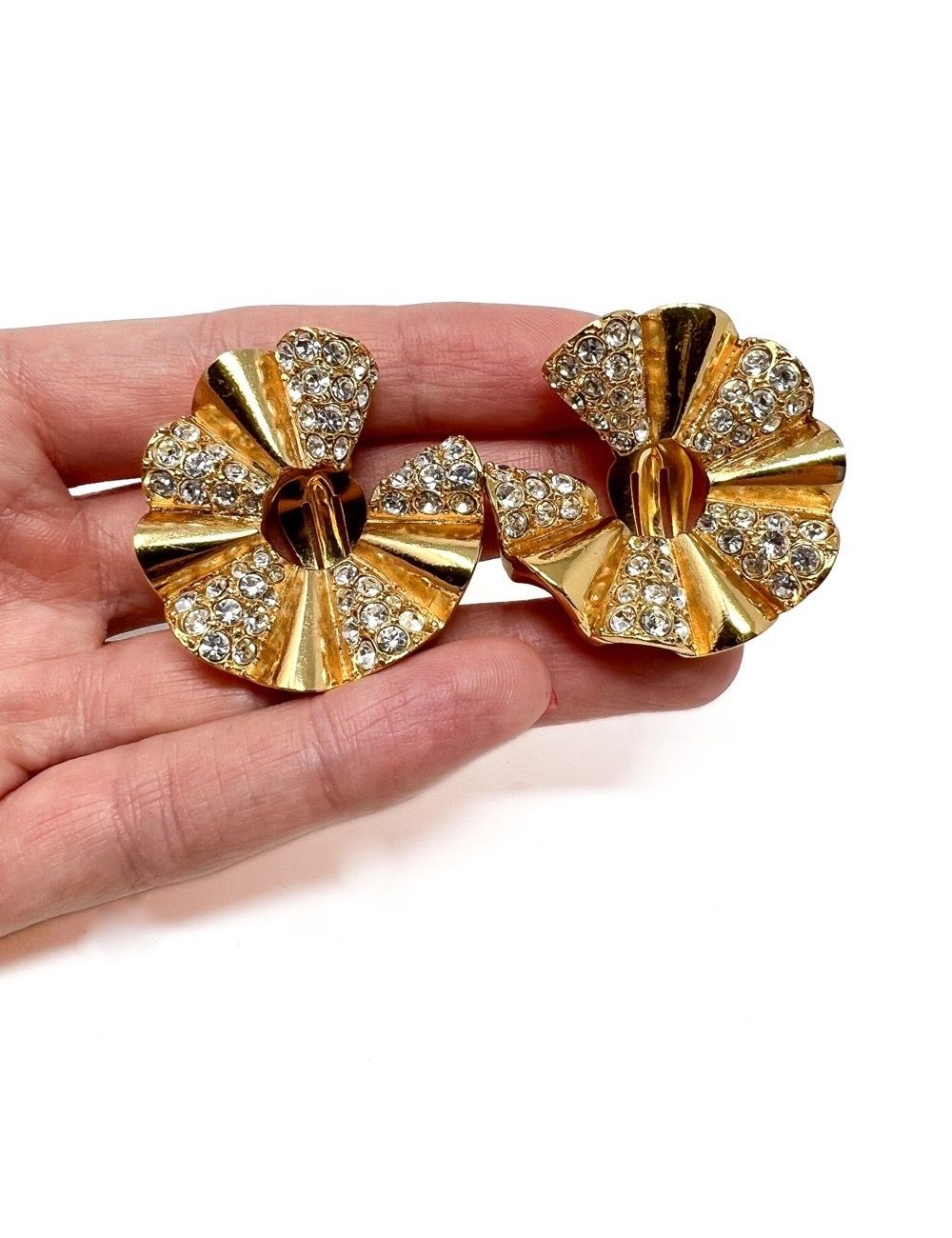 Jean-Louis Scherrer 1980s Gold Plated Vintage Earrings UK