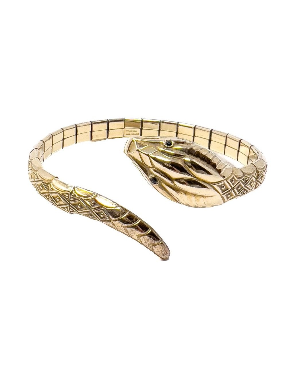 Antique African Bronze Snake Cuff Bracelet