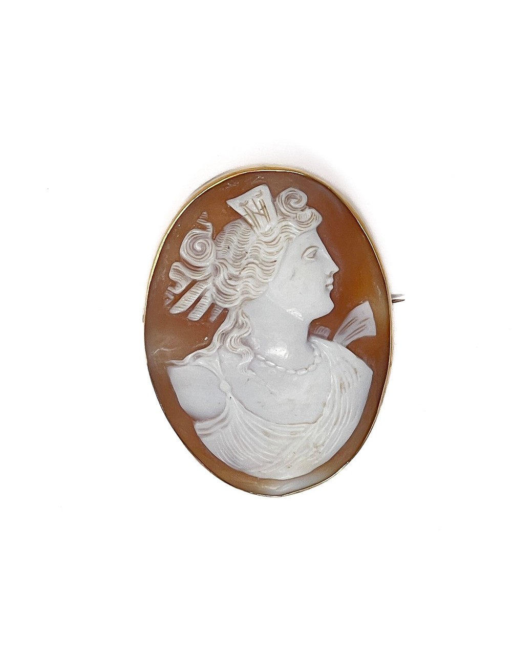 Vintage Cameo Brooch - Victorian high quality Revival Style, Carved Shell with Gold Finish Filigree Setting