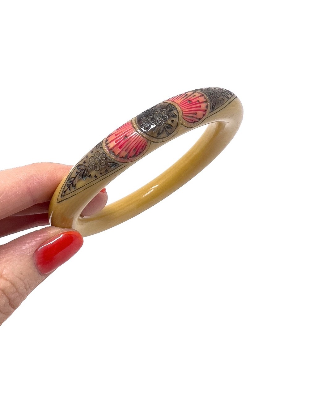 Early Ant Brass deals Painted Floral Bangle Signed C.T Art Nouveau (A40)