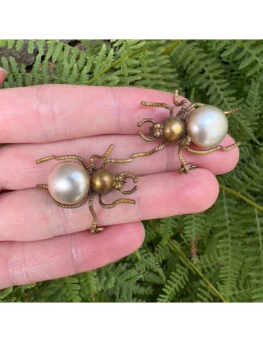 1940s Brass and Faux Pearl...