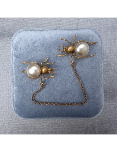 1940s Brass and Faux Pearl...