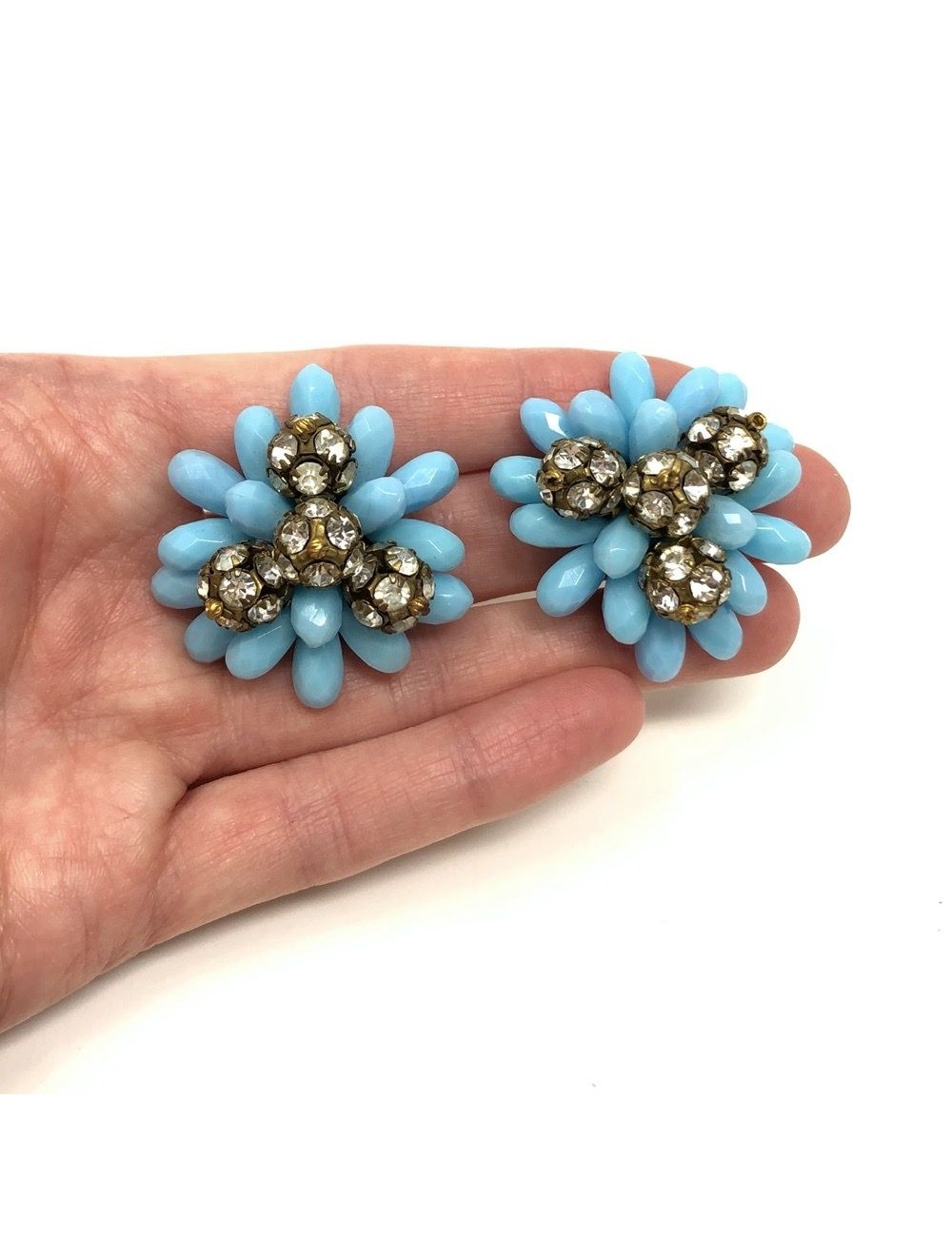 Vintage 1950s Rhinestone Earrings UK