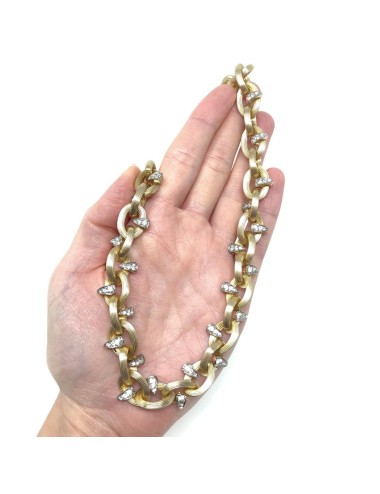 Vintage Chunky Gold Tone Chain Necklace Grooved Textured Interlocking Links  | eBay